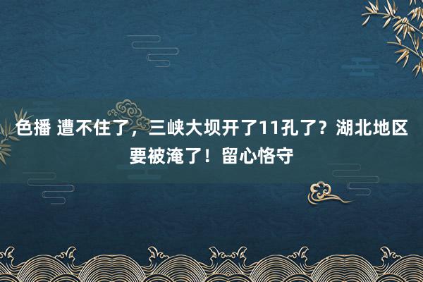 色播 遭不住了，三峡大坝开了11孔了？湖北地区要被淹了！留心恪守