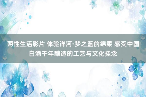 两性生活影片 体验洋河·梦之蓝的绵柔 感受中国白酒千年酿造的工艺与文化挂念