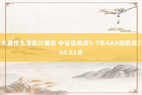 夫妻性生活影片播放 中证信用债5-7年AAA指数报264.83点