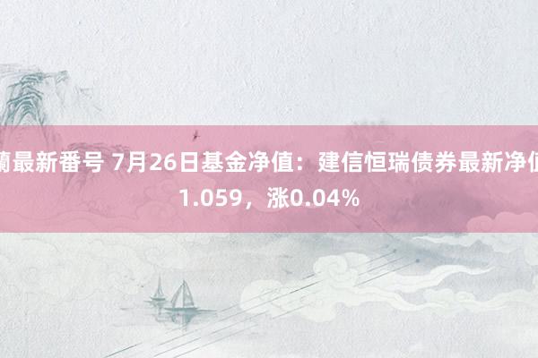 蘭最新番号 7月26日基金净值：建信恒瑞债券最新净值1.059，涨0.04%