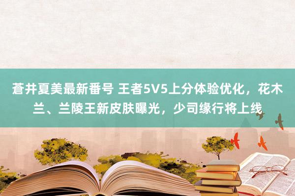 蒼井夏美最新番号 王者5V5上分体验优化，花木兰、兰陵王新皮肤曝光，少司缘行将上线