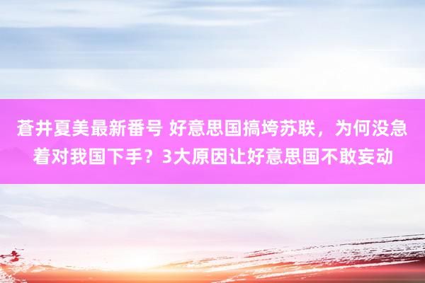 蒼井夏美最新番号 好意思国搞垮苏联，为何没急着对我国下手？3大原因让好意思国不敢妄动