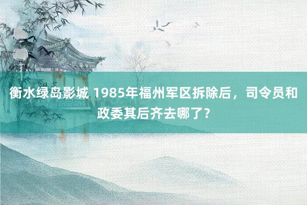 衡水绿岛影城 1985年福州军区拆除后，司令员和政委其后齐去哪了？