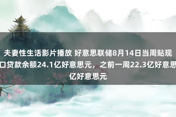 夫妻性生活影片播放 好意思联储8月14日当周贴现窗口贷款余额24.1亿好意思元，之前一周22.3亿好意思元